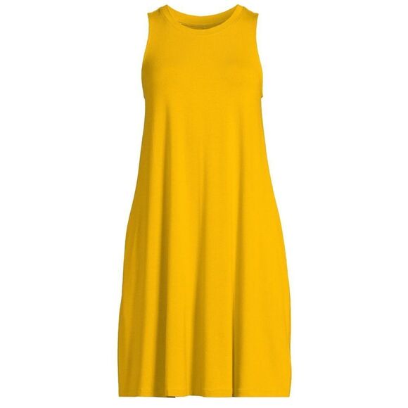 Time & Tru Autumn Gold Sleeveless A-Line Swing Dress Casual Stretch Rayon Size M - Picture 4 of 6